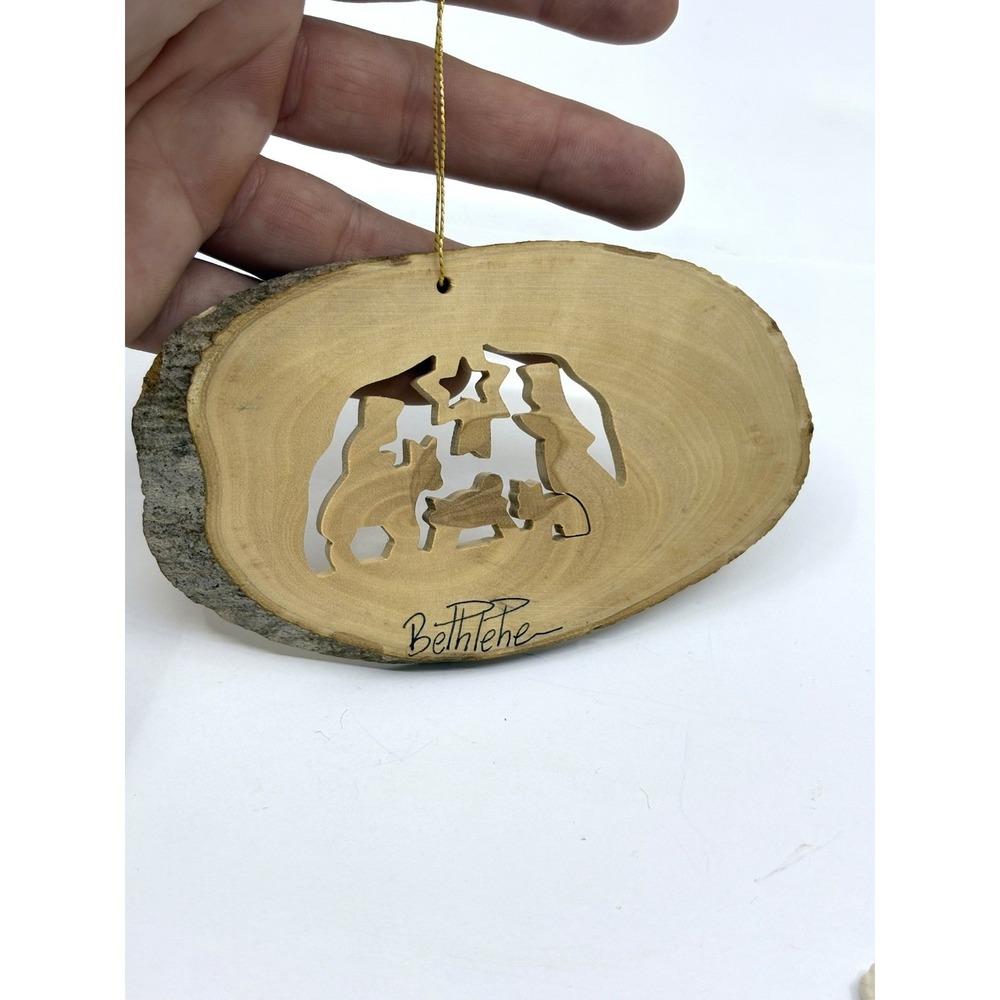 OLIVE WOOD NATURAL NATIVITY ORNAMENT